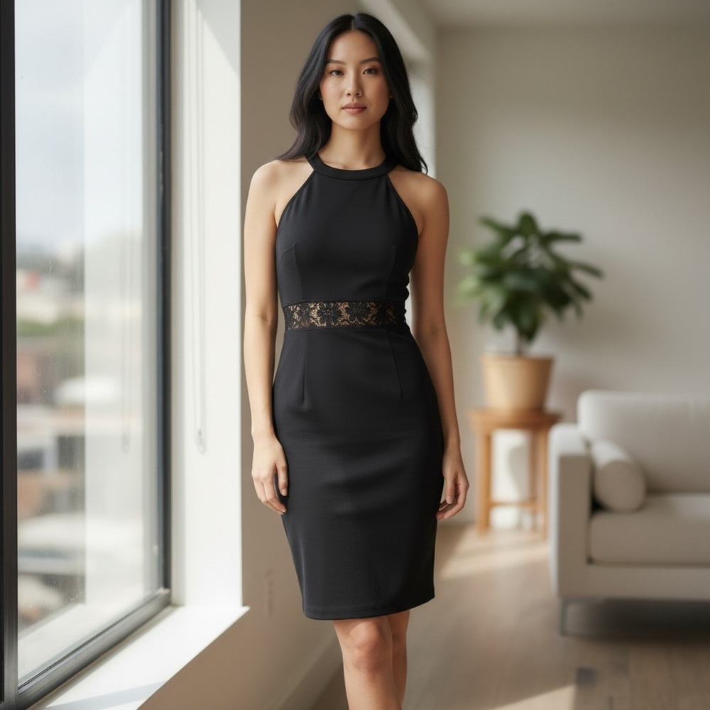 Black Cocktail Mini Dress for Women Size Small - Picture 4 of 10